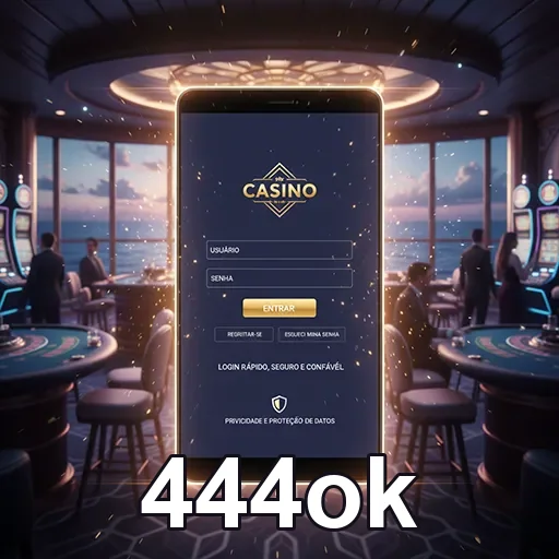 Tela de login do cassino 444ok, com campos para usuário e senha.
