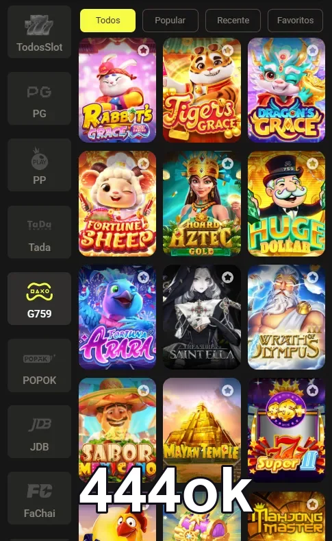 Lista de jogos populares de slots no site 444ok, destacando as principais opções de entretenimento.